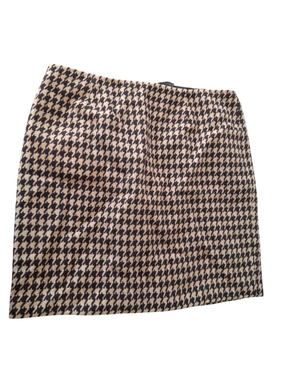 Talbots Houndstooth Wool Mini Skirt 20WP Black Beige Dark Academia Preppy Chic